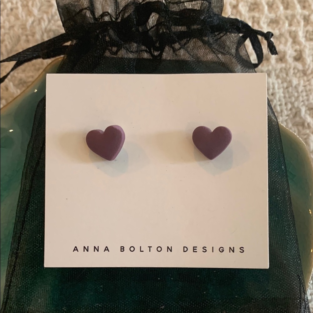 Anna Bolton Designs Purple Heart Earrings